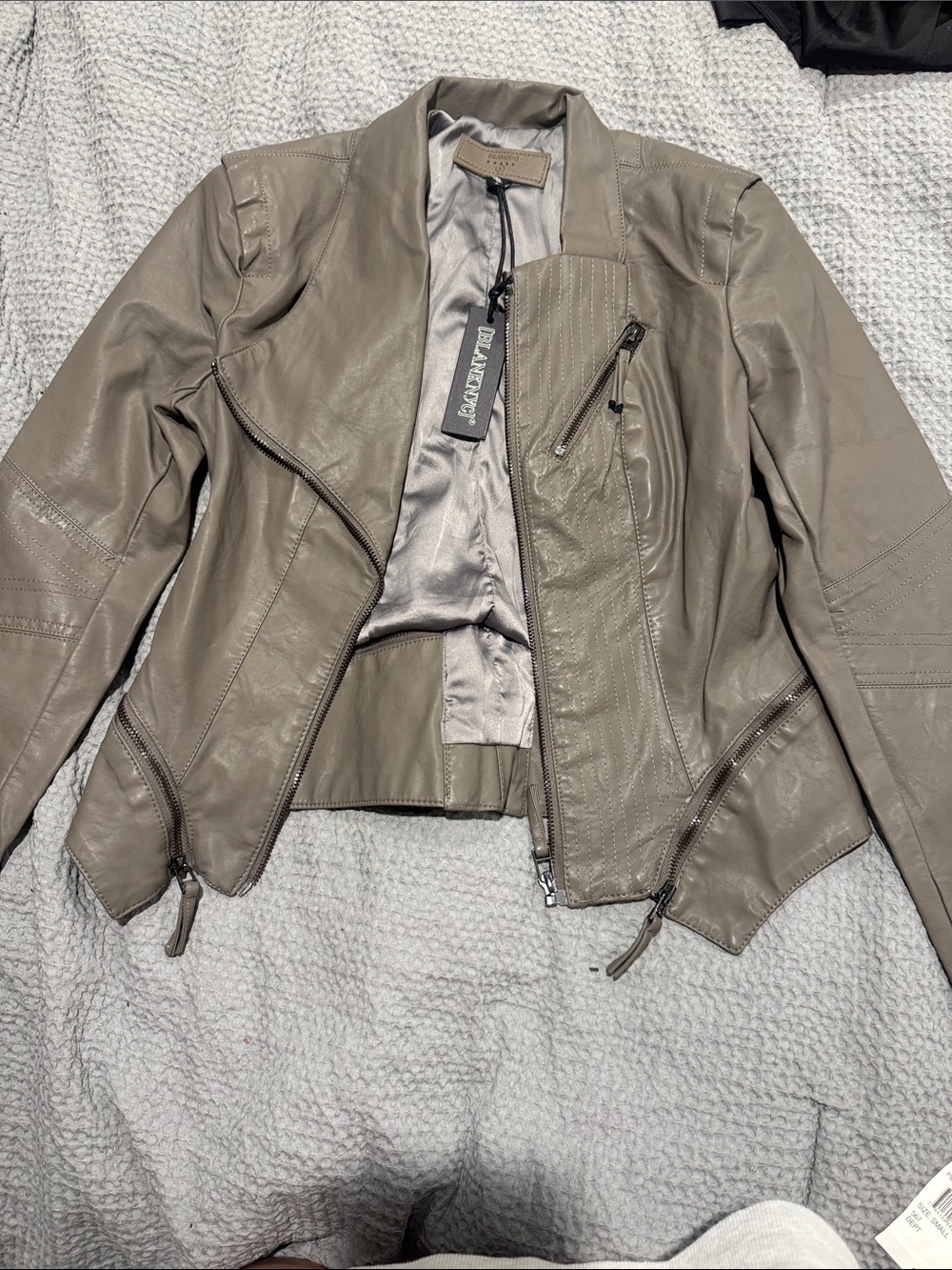 Nordstrom Taupe Leather Moto Jacket - Women's